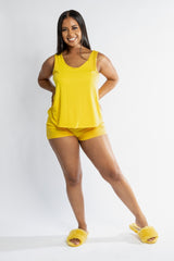 One Color 2 Piece Tank Top and Short Pjs Set